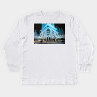 Electric scooter cruising in front of Sagrada Familia Kids Long Sleeve T-Shirt